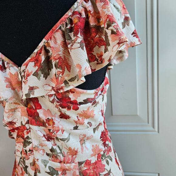 CATO Spring Floral Dress Size Medium Gorgeous Feminine Flutter Sleeve V Neck - Picture 10 of 12